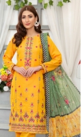 1) All Designs with Two Tone Heavy Embroidered Shirt with Handwork. 2) All Designs with Sequence Embroidered Digital Printed Chiffon Dupatta. 3) All Designs with Two Tone Trouser.