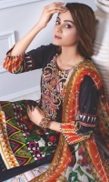 1) All Designs with Super Fine Printed & Embroidered Lawn Shirt. 2) All Designs with Printed Chiffon Dupatta. 3) All Designs with Plain Dyed Trouser