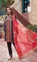 Lawn Embroidered Shirt  Lawn Embroidered Sleeves Patti  Digital Printed Chiffon Dupatta  Dyed Trouser