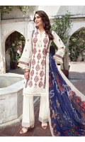 Lawn Embroidered Shirt  Lawn Embroidered Sleeves Patti  Digital Printed Chiffon Dupatta  Dyed Trouser