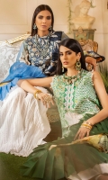 -Embroidered front -Digital printed back and sleeves -Digital print chiffon dupatta -Dyed trousers -Dyed fabric for shirt styling -Embroidered lace for sleeves -3D embroidered flowers (22) -Embroidered leaves for styling -Pearls (40)