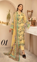 Lawn Print Embroidered Chafon Dupatta Plain Trouser