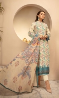 Lawn Print Embroidered Chafon Dupatta Plain Trouser