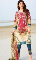 embroidered lawn unstitch three pcs suit 
