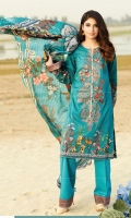 embroidered lawn unstitch three pcs suit 