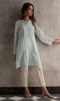 Cotton pleated shirt with hand embroidered mirror work on sleeves.