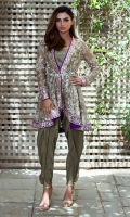 Top: Coat made in net fabric with dori embroidery. Bottom: Silk tulip pants included.