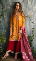 Intricately embellished chogha with straight pants.