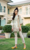 Green Dyed Embroidered Stitched Slub Lawn Shirt - 1PC