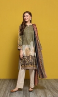 Green Printed Embroidered Stitched Lawn Shirt & Printed Voil Dupatta - 2PC