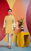 Yellow Dyed Embroidered Stitched Slub Lawn Shirt - 1PC