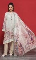 Beige Printed Stitched Lawn Shirt & Printed Voil Dupatta - 2PC