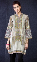 Beige Printed Stitched Crepe Shirt - 1PC