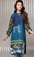 Blue Embroidered Stitched Crepe Shirt - 1PC