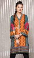 Yellow Embroidered Stitched Crepe Shirt - 1PC