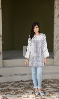 Off White Printed Embroidered Stitched Sateen Frock - 1PC Off White Printed Embroidered Stitched Sateen Frock - 1PC