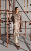 Brown Printed Embroidered Stitched Karandi Shirt - 1PC