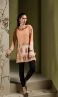 Orange Printed Embroidered Stitched Karandi Shirt - 1PC Orange Printed Embroidered Stitched Karandi Shirt - 1PC