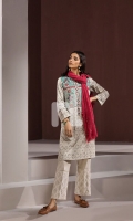 Off White Printed Embroidered Stitched Karandi Shirt - 1PC