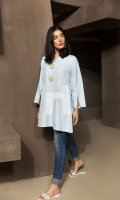 Blue Plain Textured Stitched Wash & Ware Shirt - 1PC Blue Plain Textured Stitched Wash & Ware Shirt - 1PC