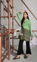 Green Printed Stitched Linen Shirt - 1PC Green Printed Stitched Linen Shirt - 1PC
