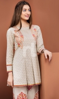 Embroidered Stitched Lawn Frock and Trouser- 2PC
