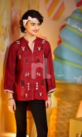 Maroon Embroidered Stitched Lawn Shirt 