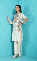 Digital Printed Stitched Cotton Karandi Shirt & Trouser With Mask- 2PC