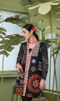 Printed Stitched Khaddar Jacket With Mask - 1PC