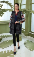 Printed Stitched Khaddar Jacket With Mask - 1PC