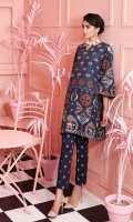 Printed Stitched Khaddar Shirt & Trouser With Mask- 2PC