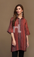 Brown Digital Printed Stitched Cotton Karandi Shirt - 1PC