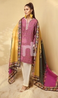 - Ethnic Shirt  - Round Neckline & V Slit  - Embroidery on Sleeves  - Printed Dupatta