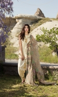 Front:  Embroidered Cutwork Lawn 1.20M Back: Digital Printed Lawn 1.20M Sleeves: Digital Printed Lawn 0.6M Trouser: Dyed Cambric 2.5M Dupatta: Embroidered Net 2.5M Embroideries: Front Daman Border Motif Patch – 2