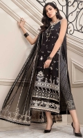Front: Embroidered Jacquard Lorex Back: Dyed Lawn Sleeves: Dyed Jacquard Lorex Pants: Printed Cambric Dupatta: Embroidered Net Embroideries: 1) Neckline 2) Ghera Border 3) Laser Border 4) Sleeves Border 5) Extra Side Panels 6) Borders for Dupatta