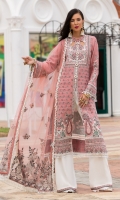 Front: Yarn Dyed Jaquard Lawn  Back: Yarn Dyed Jaquard Lawn Sleeves: Yarn Dyed Jaquard Lawn Pants: Dyed Cambric Dupatta: Embroiderd Net Embroideries: Hand made Pearl Placket