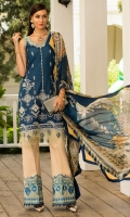 Front: Schiffli Embroiderd Lawn Back: Dyed Lawn Sleeves: Dyed Lawn Pants: Dyed Cambric Dupatta: Digital Printed Tissue Silk Embroideries:Embroiderd sleeves silk patti Embroiderd pants Silk Border