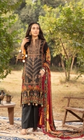 Front: 1.25 Meter Printed with Embroidery Back: 1.25 Meter Print Dupatta: 2.5 Meter Modal Printed Sleeves: 0.5 Meter Print Trousers: 2.5 Meter Plain 