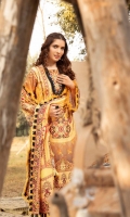 Front: 1.25 Meter Printed with Embroidery Back: 1.25 Meter Print Dupatta: 2.5 Meter Modal Printed Sleeves: 0.5 Meter Print Trousers: 2.5 Meter Plain 