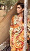 Front: 1.25 Meter Printed with Embroidery Back: 1.25 Meter Print Dupatta: 2.5 Meter Modal Printed Sleeves: 0.5 Meter Print Trousers: 2.5 Meter Plain 