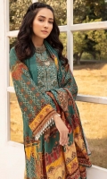 Front: 1.25 Meter Printed with Embroidery Back: 1.25 Meter Print Dupatta: 2.5 Meter Modal Printed Sleeves: 0.5 Meter Print Trousers: 2.5 Meter Plain 