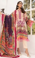 Front: 1.25 Meter Printed with Embroidery Back: 1.25 Meter Print Dupatta: 2.5 Meter Modal Printed Sleeves: 0.5 Meter Print Trousers: 2.5 Meter Plain 