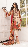 Front: 1.25 Meter Printed with Embroidery Back: 1.25 Meter Print Dupatta: 2.5 Meter Modal Printed Sleeves: 0.5 Meter Print Trousers: 2.5 Meter Plain 