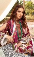 Front: 1.25 Meter Printed with Embroidery Back: 1.25 Meter Print Dupatta: 2.5 Meter Modal Printed Sleeves: 0.5 Meter Print Trousers: 2.5 Meter Plain 