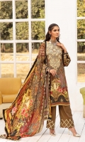 Front: 1.25 Meter Printed with Embroidery Back: 1.25 Meter Print Dupatta: 2.5 Meter Modal Printed Sleeves: 0.5 Meter Print Trousers: 2.5 Meter Plain 