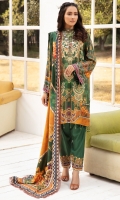 Front: 1.25 Meter Printed with Embroidery Back: 1.25 Meter Print Dupatta: 2.5 Meter Modal Printed Sleeves: 0.5 Meter Print Trousers: 2.5 Meter Plain 