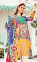 3 Meter Printed Shirt With Front Embroidered 2.5 Meter Lawn Dupatta 2.5 Meter Cotton Trousers