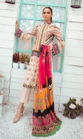 3 Meter Printed Shirt With Front Embroidered 2.5 Meter Lawn Dupatta 2.5 Meter Cotton Trousers