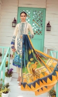 3 Meter Printed Shirt With Front Embroidered 2.5 Meter Lawn Dupatta 2.5 Meter Cotton Trousers