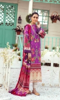 3 Meter Printed Shirt With Front Embroidered 2.5 Meter Lawn Dupatta 2.5 Meter Cotton Trousers